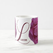 Lizzie naam roze roos bloemen Koffiemok (Center)