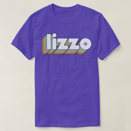 Lizzo Retro Rainbow Typografie Faded Style T-shirt (Design voorkant)