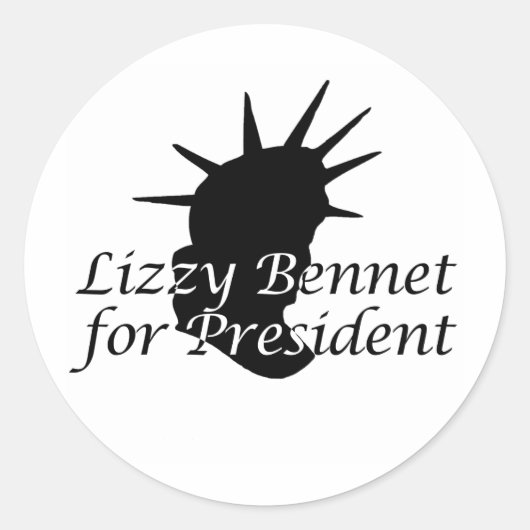 Lizzy Bennet voor President Ronde Sticker (Voorkant)