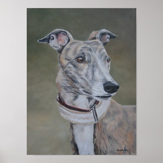 Lizzy Brindle Greyhound Wenskaart Poster (Voorkant)