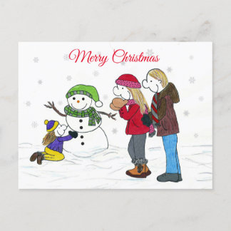 Lizzy's People Snowman Fun Kerstmis Briefkaart
