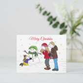 Lizzy's People Snowman Fun Kerstmis Briefkaart (Staand voorkant)
