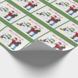 Lizzy's People Snowman Fun Wrapping Paper Green Cadeaupapier