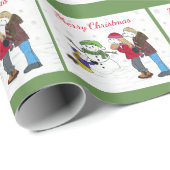 Lizzy's People Snowman Fun Wrapping Paper Green Cadeaupapier (Rol Hoek)