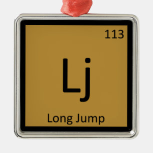 Lj - Long Jump Track and Field Chemistry-symbool Metalen Ornament