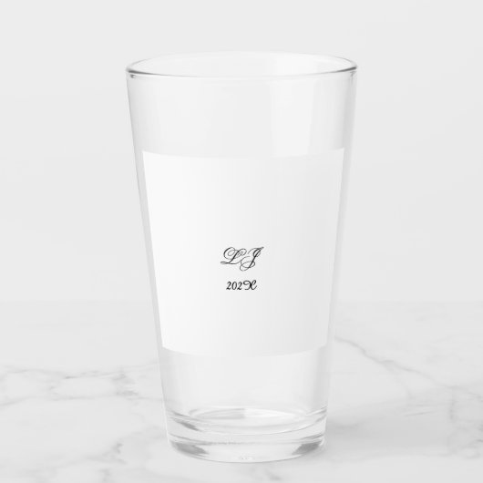 LJ Monogram Elegant Modern Wedding Glas (Voorkant)