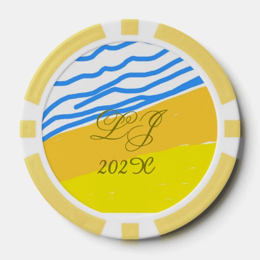 LJ Monogram Elegant Modern Wedding Poker Chips (Voorkant)