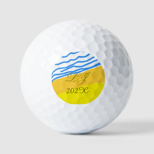 LJ Monogram Elegante Moderne Strandbruiloft Golfballen (Voorkant)