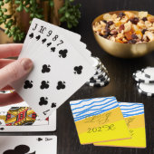 LJ Monogram Elegante Moderne Strandbruiloft Pokerkaarten (Insitu)
