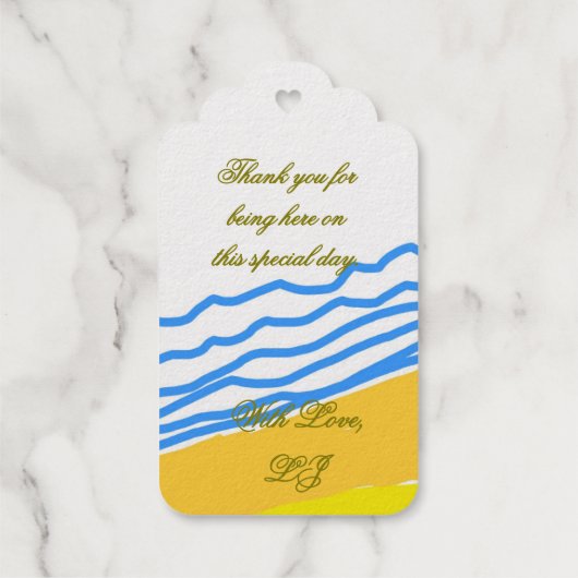 LJ Monogram Elegante Strandbruiloft Cadeaulabels (Achterkant)