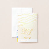 LJ Monogram Moderne Elegante Strandbruiloft Folie Kaarten (Met envelop)