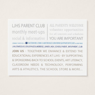 LJHS Parent Club Visitekaartjes