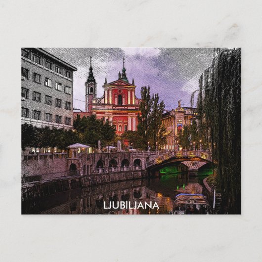 Ljubljana Sloveens Architectuur Briefkaart (Voorkant)