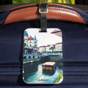 Ljubljana Slovenië Aquarel Vintage Reis Bagagelabel