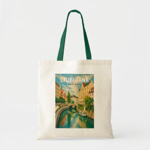 Ljubljana Slovenië Illustratie Reis Kunst Vintage Tote Bag