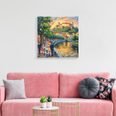 Ljubljana Slovenië Kasteel Rivierwand Kunst Canvas Afdruk (Insitu (Woonkamer))
