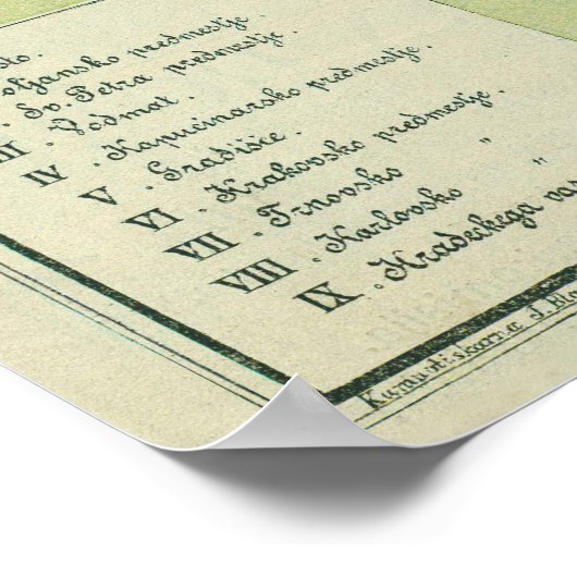  Ljubljana Slovenië Map (1902) Poster (Hoek)