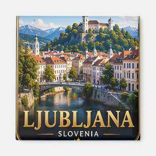 📍 Ljubljana Slovenië Reis Aandenken Stad Reis Magneet