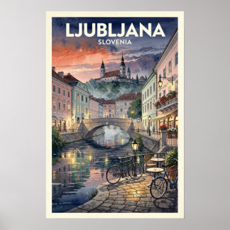 Ljubljana Slovenië Reis in Vintage Stijl Poster