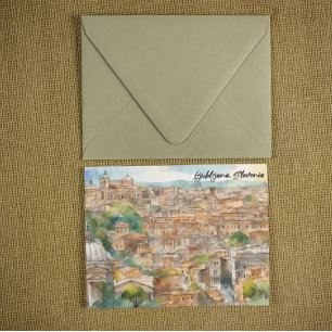 Ljubljana Slovenië Silhouet Waterverf Schilderen Briefkaart