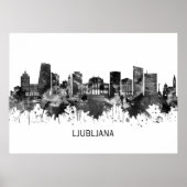 Ljubljana Slovenië Skyline BW Poster (Voorkant)