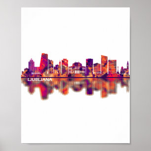 Ljubljana Slovenië Skyline Poster