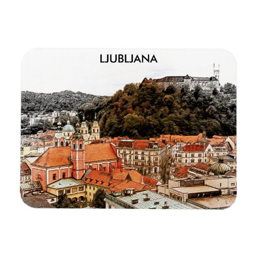 Ljubljana Slovenië Stad Uitzicht Magneet (Horizontaal)