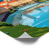 Ljubljana Slovenië vintage reisillustratie Poster (Hoek)