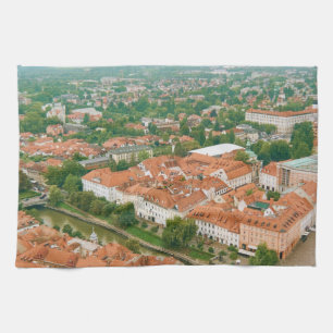 Ljubljana stadsgezicht, Slovenië Reis souvenir Theedoek