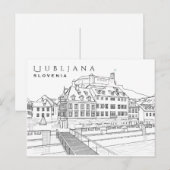 Ljubljana Tekening Briefkaart (Voorkant / Achterkant)