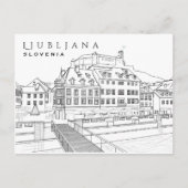 Ljubljana Tekening Briefkaart (Voorkant)