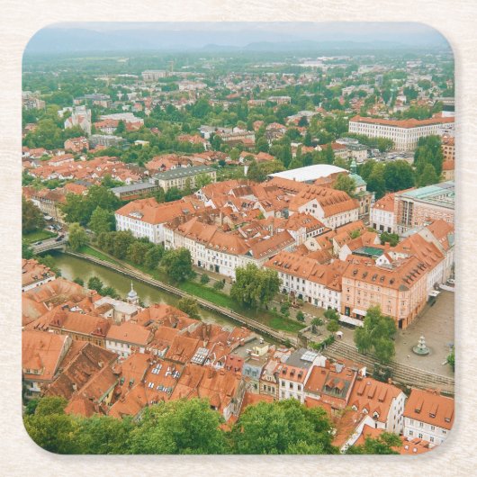Ljubljana van bovenaf kartonnen onderzetters (Voorkant)