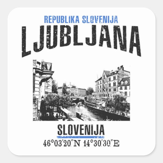Ljubljana Vierkante Sticker (Voorkant)