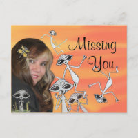 LK en haar Alien Friends Missen You Post Card
