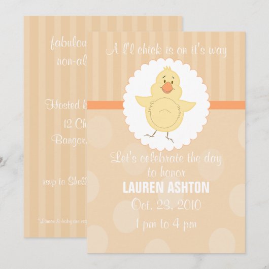 L'l Chick Baby shower Invitation Kaart (Voorkant / Achterkant)