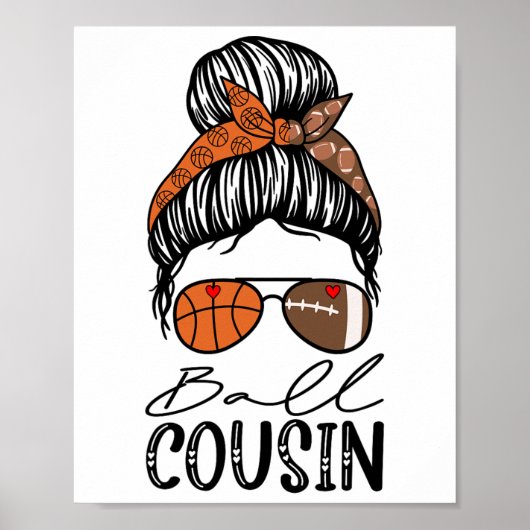 LL Cousin Grappige Sketel Voetbal Neef Messy Bun Poster (Voorkant)