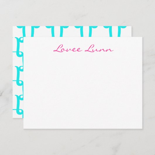 LL Signature Pattern Personalized Notecard Kaart (Voorkant / Achterkant)