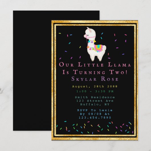 Llama 00th Fiesta Birthday Party Kaart (Voorkant / Achterkant)