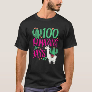 Llama 100 Llamazing Dagen Van School Schattige Mei T-shirt
