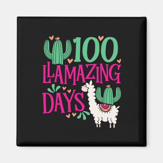 Llama 100 Llamazing Dagen van School - Schattigee Magneet (Voorkant)