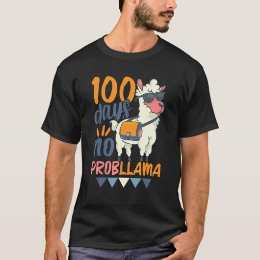 Llama 100e schooldag 100 dagen geen probleem t-shirt (Voorkant)