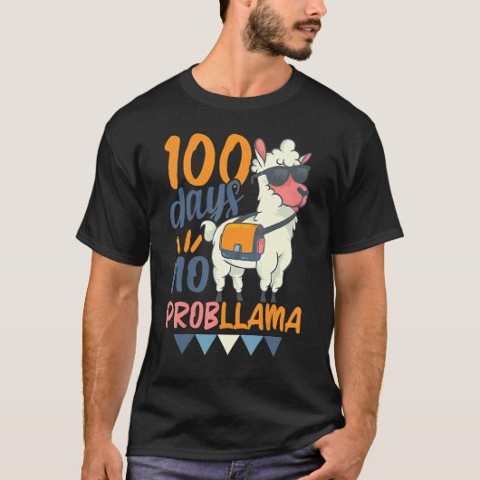 Llama 100th Day of School 100 Days No Probllama 1 T-shirt (Voorkant)