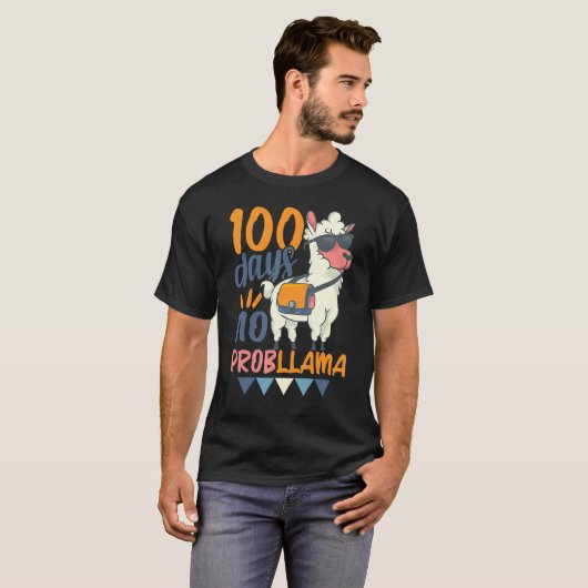 Llama 100th Day of School 100 Days No Probllama 1 T-shirt (Voorkant volledig)