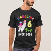 Llama 6 jaar oude verjaardag Llama Boys Meisjes Ki T-shirt (Voorkant)
