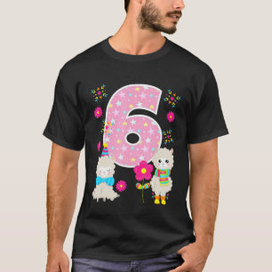 Llama 6de verjaardag 6 jaar oude leuke Llama feest T-shirt