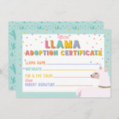 Llama Adoptie Certificaat Teken Kaart (Voorkant / Achterkant)