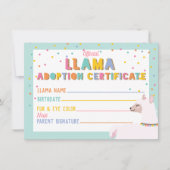 Llama Adoptie Certificaat Teken Kaart (Voorkant)