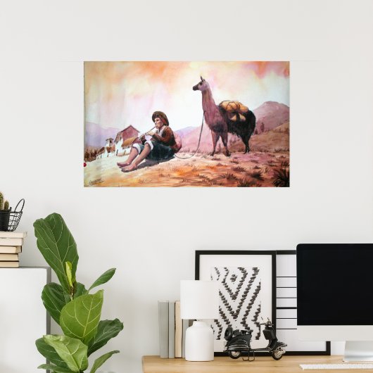 Llama Afbeelding Cuzco Peru Poster (Thuiskantoor)
