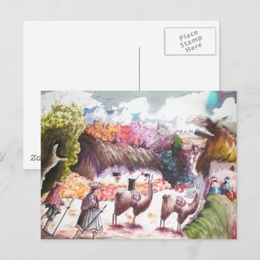 Llama Afbeelding Peru Briefkaart (Voorkant / Achterkant)