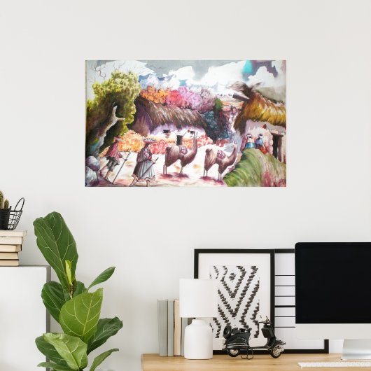 llama afbeelding Peru Poster (Thuiskantoor)